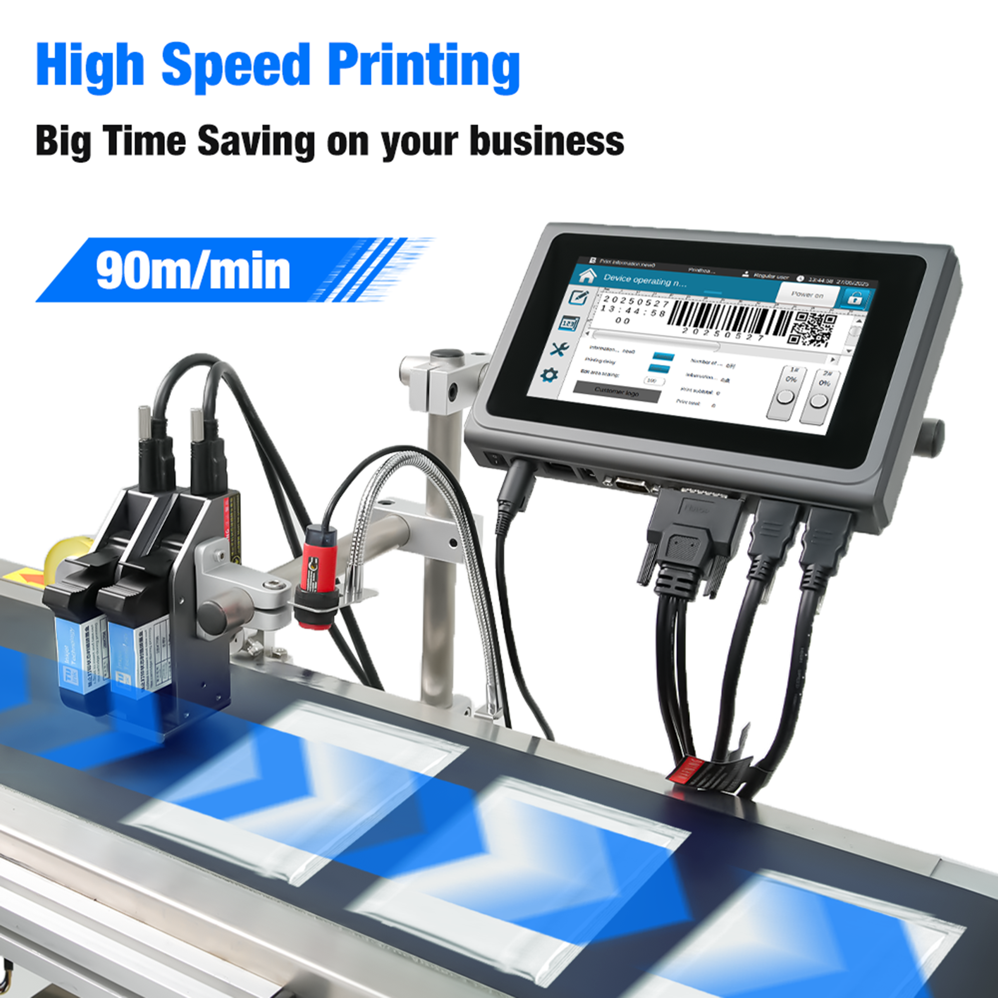 Faith Industrial Online Inkjet Printer 12.7mm QR Barcode Batch Number Logo ExpiryDate Coding Machine