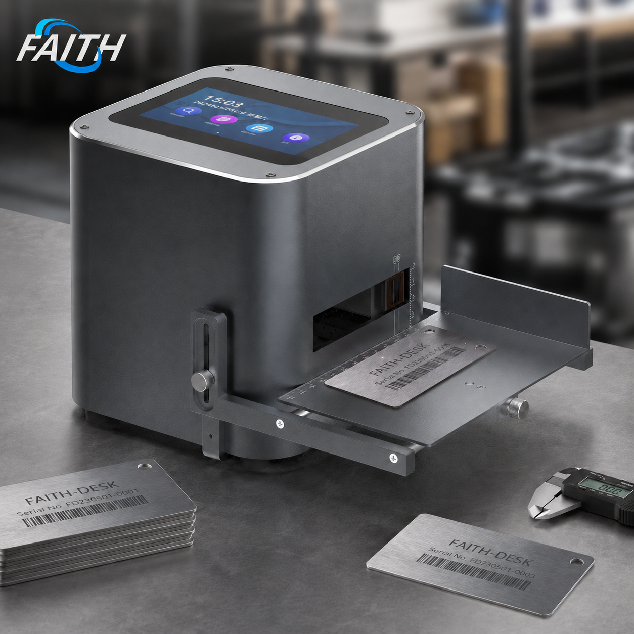 Faith 12.7mm Inkjet Desktop Label Printer Date Code Solvent Ink High-Speed Printing  On Plastic Bag Bottle Paper Box Metal Wood