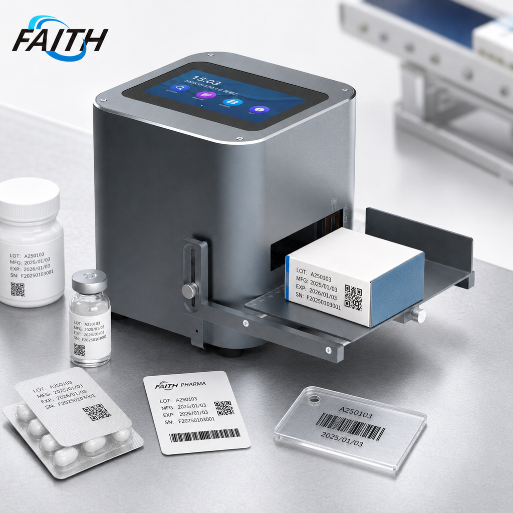 Faith 12.7mm Inkjet Desktop Label Printer Date Code Solvent Ink High-Speed Printing  On Plastic Bag Bottle Paper Box Metal Wood