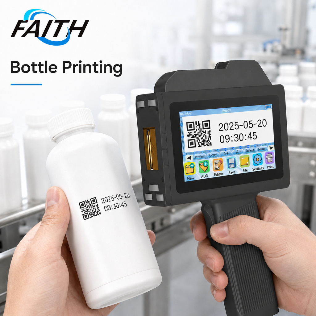 Faith New 25.4mm Handheld Inkjet Printer  Portable Production Date Coding Machine Price Tag Number logo Industrial