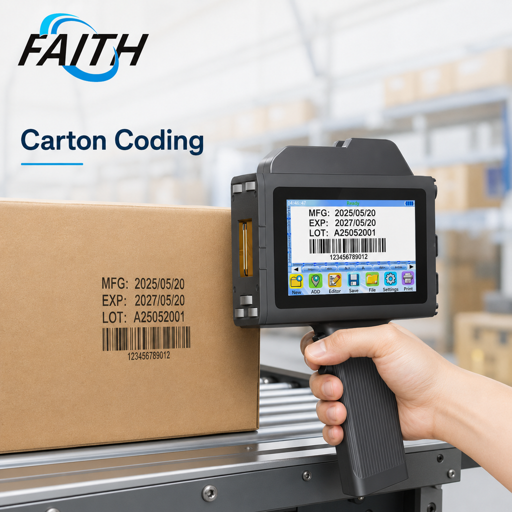 Faith New 25.4mm Handheld Inkjet Printer  Portable Production Date Coding Machine Price Tag Number logo Industrial