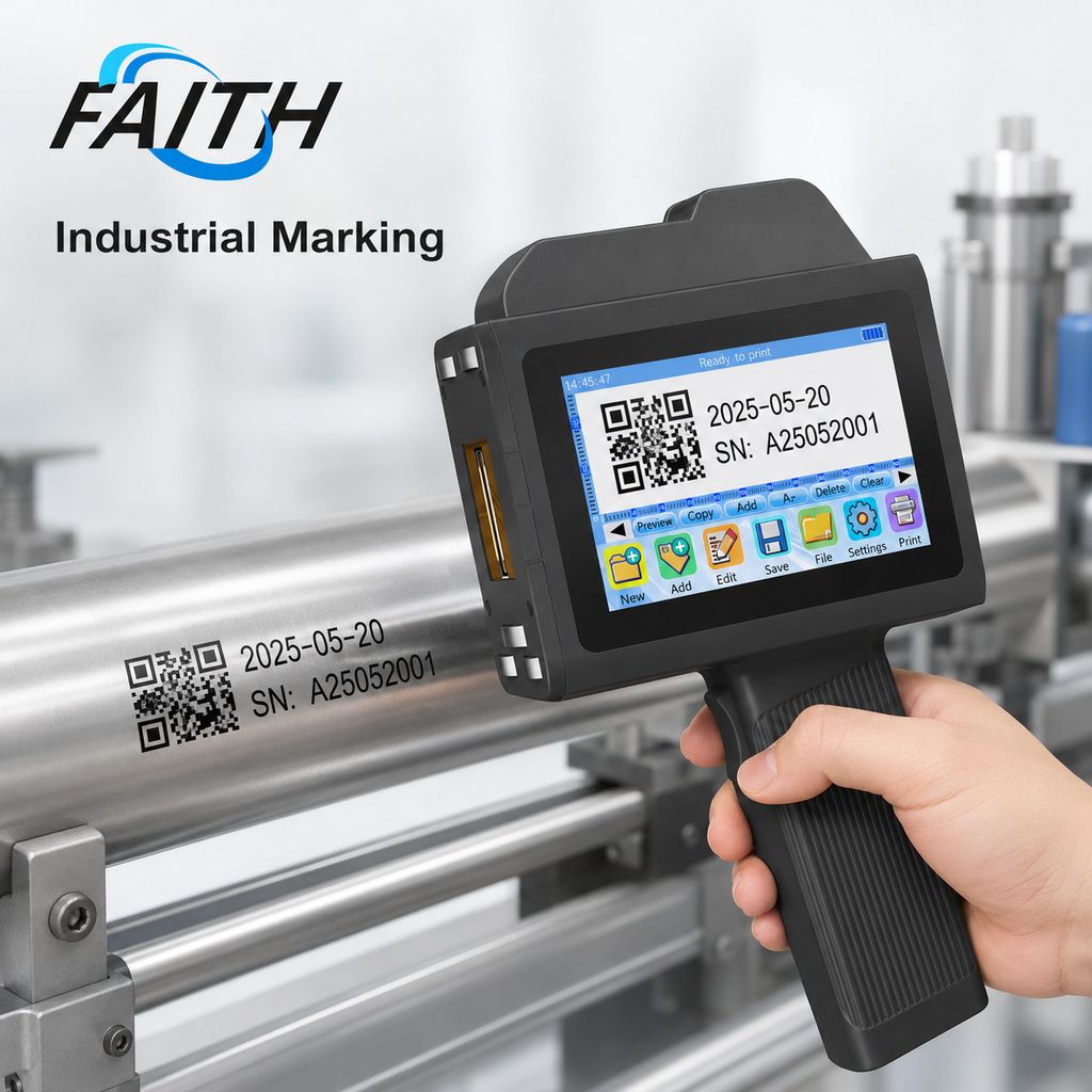 Faith New 25.4mm Handheld Inkjet Printer  Portable Production Date Coding Machine Price Tag Number logo Industrial